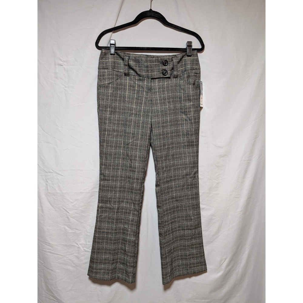 Wearever Plaid Neutral Flare Dress Pants Metallic Sheen Y2K New Juniors 9